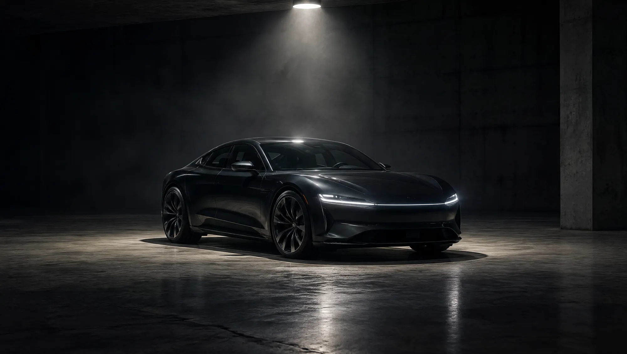 The GT-E at night under a single light